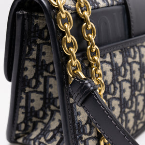 CHRISTIAN DIOR 30 MONTAIGNE CHAIN BAG OBLIQUE JACQUARD BLUE GHW