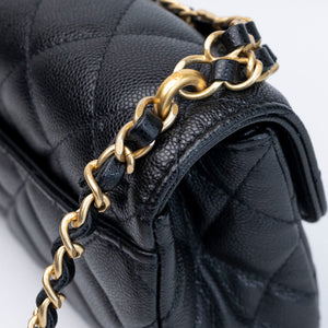 CHANEL 25P MINI FLAP BAG BLACK CAVIAR LEATHER GHW (MICROCHIP)