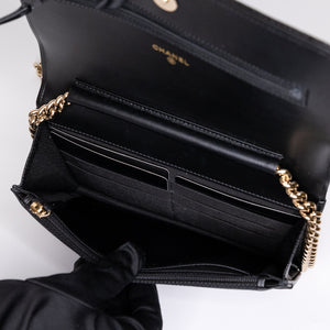 CHANEL BOY WALLET ON CHAIN CAVIAR BLACK GHW