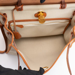 HERMES HERBAG 31 BEIGE HUNTER LEATHER / CANVAS GHW STAMP B