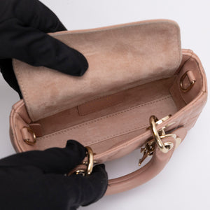 CHRISTIAN DIOR D-JOY MICRO BAG PINK LAMBSKIN LEATHER LGHW