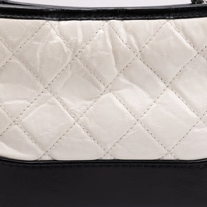 CHANEL SMALL GABRIELLE HOBO BAG WHITE / BLACK CALFSKIN LEATHER GOLD / SILVER TONE / RUTHENIUM TONE