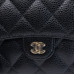 CHANEL SMALL CLASSIC FLAP WALLET BLACK CAVIAR GHW (MICROCHIP)