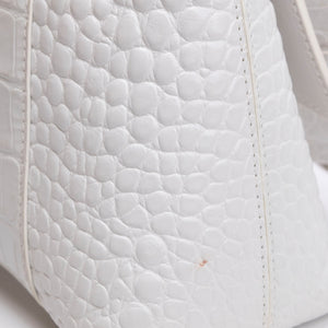 BALENCIAGA MEDIUN DOWNTOWN SHOULDER BAG EMBOSSED LEATHER WHITE SHW