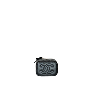 CHANEL MINI VANITY CASE WITH CHAIN BLACK CAVIAR GHW