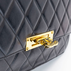 CHANEL CC GOLDEN CLASS FLAP BAG BLACK LAMBSKIN GHW