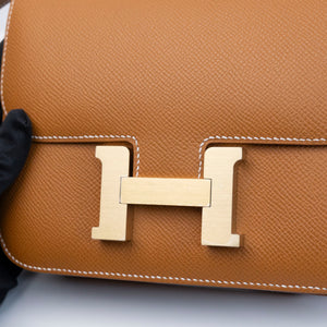 HERMES MINI CONSTANCE EPSOM GOLD GHW STAMP K