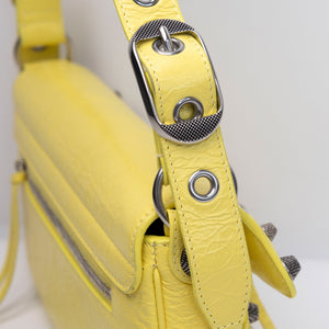 BALENCIAGA SMALL LE CAGOLE SLING SHOULDER BAG YELLOW LAMBSKIN LEATHER SHW