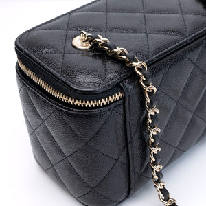 CHANEL LONG VANITY WITH CHAIN CAVIAR BLACK LGHW