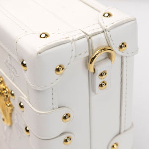 LOUIS VUITTON PETITE MALLE MONOGRAM EMBROIDERED WHITE CALFSKIN GHW