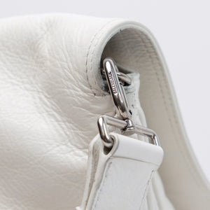 BALENCIAGA SOFT FLAP BAG WHITE CALFSKIN LEATHER SHW