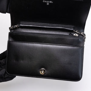 CHANEL BOY WOC WALLET ON CHAIN BLACK LAMBSKIN LEATHER SHW