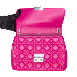 CHRISTIAN DIOR MISS DIOR SHOULDER BAG LAMBSKIN HOT PINK