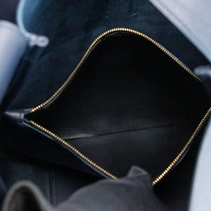 SAINT LAURENT LE 5 A 7 SUPPLE LARGE SMOOTH CALFSKIN BLUE GHW