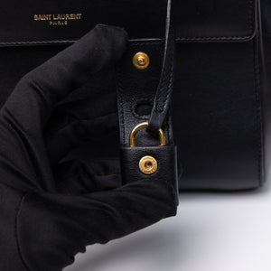 SAINT LAURENT SAC MOUJIK TOP HANDLE BLACK GRAINED LEATHER GHW