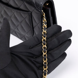 CHANEL CLASSIC WALLET ON CHAIN BAG BLACK CAVIAR GHW (MICROCHIP)