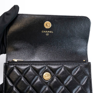 CHANEL DYNASTY FLAP PHONE HOLDER BLACK LAMBSKIN GHW