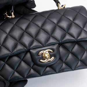CHANEL CLASSIC FLAP MINI RECTANGULAR TOP HANDLE BAG LAMBSKIN GHW (MICROCHIP)