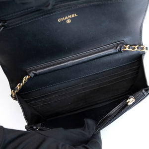 CHANEL BOY WOC WALLET ON CHAIN BLACK LAMBSKIN LEATHER GHW