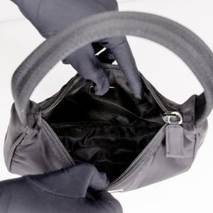 PRADA BLACK NYLON HOBO BAG