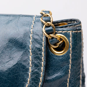 PRADA VITELLO SHINE CHAIN SHOULDER BAG BLUE GHW