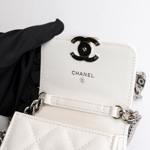 CHANEL CC MINI BAG WHITE CALFSKIN SHW