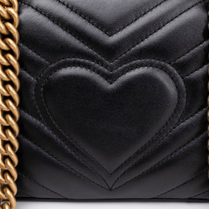 GUCCI GG MARMONT SMALL SHOULDER BAG CALFSKIN BLACK GHW