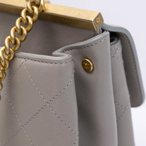 CHANEL COCO LUXE FLAP BAG GREY LAMBSKIN LEATHER GHW