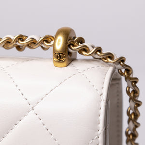 CHANEL 24C GOLD CRUSH MINI FLAP BAG WHITE CALFSKIN GHW (MICROCHIP)
