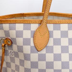 LOUIS VUITTON NEVERFULL MM DAMIER AZUR CANVAS ROSE BALLERINE GHW