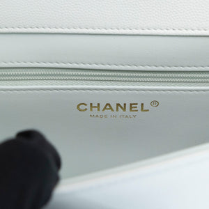 CHANEL PREPPY COCO SMALL FLAP BAG SHINY CAVIAR LIGHT BLUE GHW