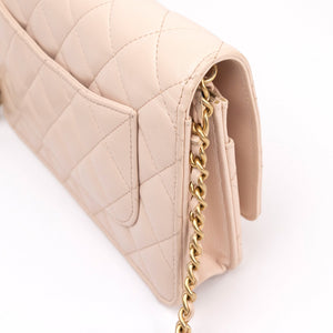 CHANEL PEARL CRUSH WALLET ON CHAIN LIGHT PINK LAMBSKIN GHW (MICROCHIP)