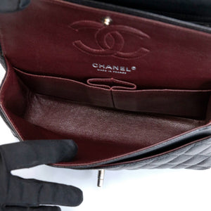 CHANEL SMALL CLASSIC DOUBLE FLAP BAG BLACK CAVIAR LEATHER SHW