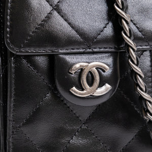 CHANEL MINI 25 BAG AGED CALFSKIN BLACK MULTICOLOUR HARDWARE (MICROCHIP)