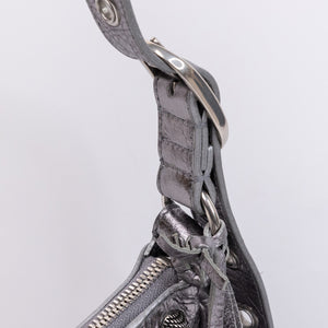 BALENCIAGA LE CAGOLE XS SHOULDER BAG ARENA CRACKED LAMBSKIN GREY SHW