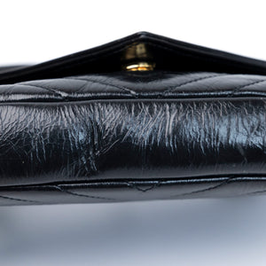 SAINT LAURENT COLLEGE SHOULDER BAG BLACK CALFSKIN LEATHER GHW