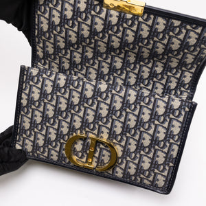 CHRISTIAN DIOR 30 MONTAIGNE CHAIN BAG OBLIQUE JACQUARD BLUE GHW