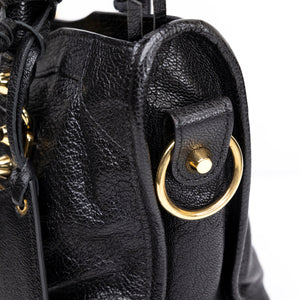 BALENCIAGA METALLIC EDG CITY S BAG BLACK GHW