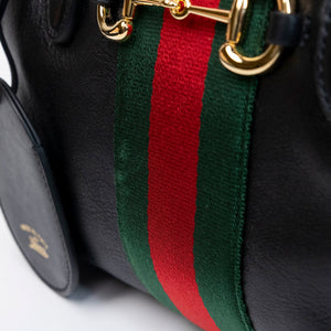 GUCCI BORSETTO MEDIUM LEATHER SHOULDER BAG BLACK GHW