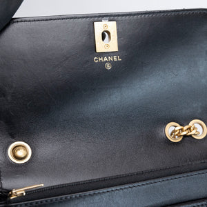 CHANEL 22K GOLD PILLAR WALLET ON CHAIN BLACK LAMBSKIN GHW