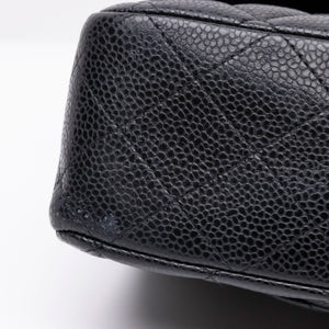 CHANEL MEDIUM CLASSIC DOUBLE FLAP BAG BLACK CAVIAR LEATHER GHW (MICROCHIP)
