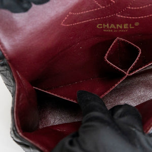 CHANEL SMALL 2.55 REISSUE DOUBLE FLAP BAG AGED CALFSKIN BLACK GHW