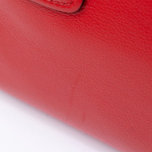 PRADA SMALL GLACE CALFSKIN LEATHER TWIN POCKET SATCHEL RED SHW