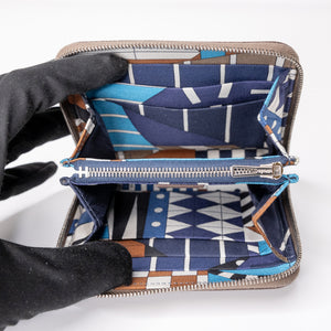 HERMES SILK IN COMPACT WALLET EPSOM ETOUPE GHW STAMP Y
