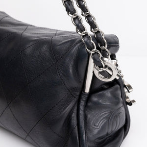 CHANEL ULTIMATE SMALL SOFT HOBO BAG BLACK QUILTED LAMBSKIN SHW