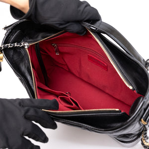 CHANEL GABRIELLE HOBO BAG BLACK CALFSKIN LEATHER MULTICOLOUR HARDWARE