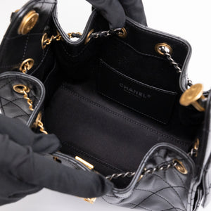CHANEL MINI 25 BAG AGED CALFSKIN BLACK MULTICOLOUR HARDWARE (MICROCHIP)