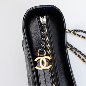 CHANEL MEDIUM GABRIELLE HOBO BAG BLACK CALFSKIN LEATHER GOLD / SILVER TONE