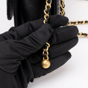 CHANEL GOLD CRUSH SMALL FLAP BAG BLACK CALFSKIN GHW (MICROCHIP)