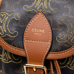 CELINE MINI BACKPACK FOLCO TRIOMPHE CANVAS / CALFSKIN BLACK GHW